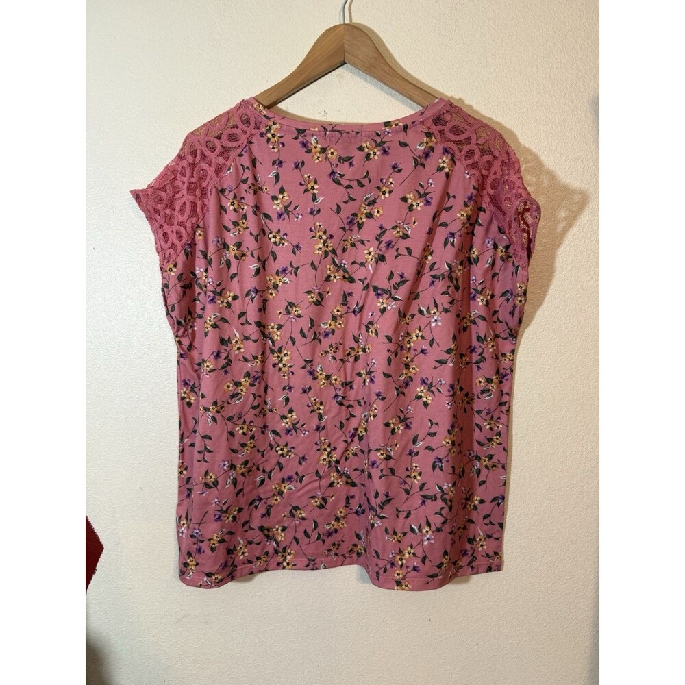 Angels Women's Short Sleeve Floral Top - peach - Size XL - Picture 4 of 8